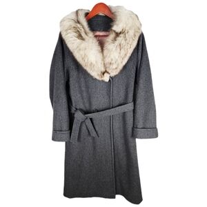 VINTAGE | Sterling Stall Norwegian fox fur collar wool buttonup full length coat